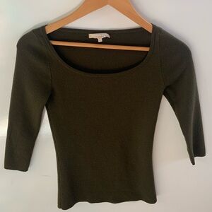 Womans Michael Kora Olive Green 3/4 Sleeve Top size XS